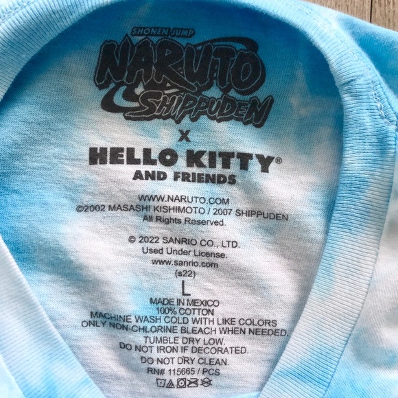 Naruto Shippuden x Hello Kitty, Sanrio, 2022, Tie Dye, T Shirt, Size L, NEW - Picture 6 of 6